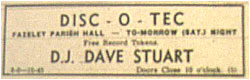 23/03/68 - Disk-o-Tek DJ – Dave Stewart - Fazeley Parish Hall