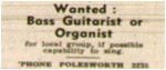 Tamworth Herald – 07/03/69 - Wanted – Bass Guitarist and Organist