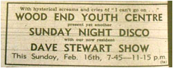 16/02/69 - Wood End Youth Centre, Sunday Night Disco, New Resident DJ – Dave Stewart Show