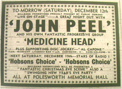 17/12/70 - John Peel, Plus Medicine Head, Polesworth Memorial Hall