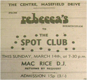 14/03/71 - DJ - Mac Rice (from Rebeccas), The Spot Club
