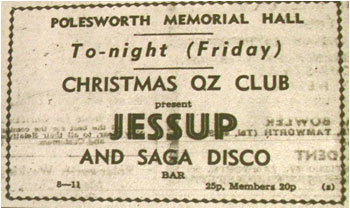22/12/72 - Jessup - Xmas Oz Club, Polesworth Memorial Hall