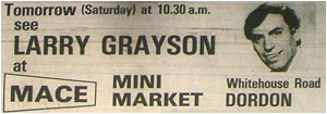 Larry Grayson opens the Mace Mini-market