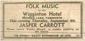 04/09/75 - Grand re-opening of Wigginton Hotel Folk Club, Jasper Carrott