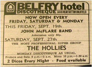 27/09/75 - The Hollies, Belfry Hotel