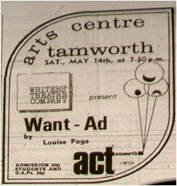 Tamworth Arts Centre - Want - Ad