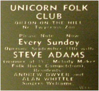 Unicorn Folk Club - Opening Night