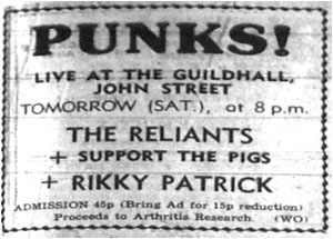 26/05/79 - The Reliants, Plus Rikky Patrick, Guildhall