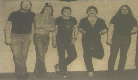 Caption: Tusk – left to right Richard Arundel, Ron Aucott, Tony Beaumont, Colin Hunt and Frank Ingley.