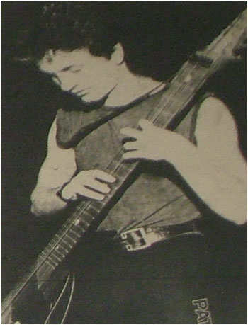 Caption: One of the musicians. Dave Caswell, playing the Chapman stick – ‘ a great sound’