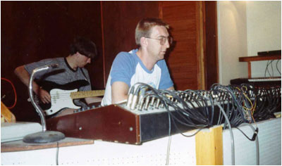 This is a photo taken at the Expresso Bongo recording studios in Tamworth in July 1989 and shows Paul Speare behind the desk and Mark Mortimer recording the bass parts to the Bash Out The Odd demo "Laughing House".  Pic: Rob Cross.