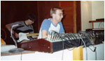 This is a photo taken at the Expresso Bongo recording studios in Tamworth in July 1989 and shows Paul Speare behind the desk and Mark Mortimer recording the bass parts to the Bash Out The Odd demo "Laughing House".  Pic: Rob Cross.