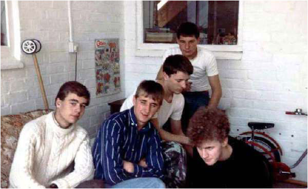 A photo of the very early Dream Factory at Steve Adams' place in Birchmoor during September 1983 when we recorded our first demo there, The Haze.