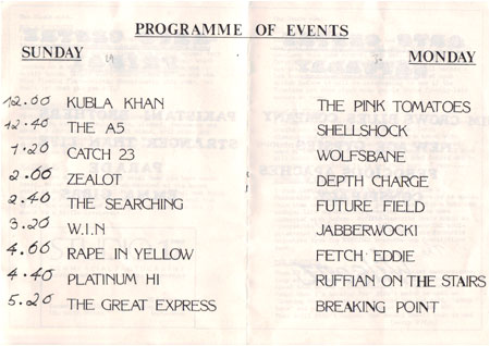 Tamworth Rock Festival : 1987 : Programme