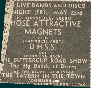 Advert/Ticket for the first Those Attractive Magnets gig - May 23rd 1980.